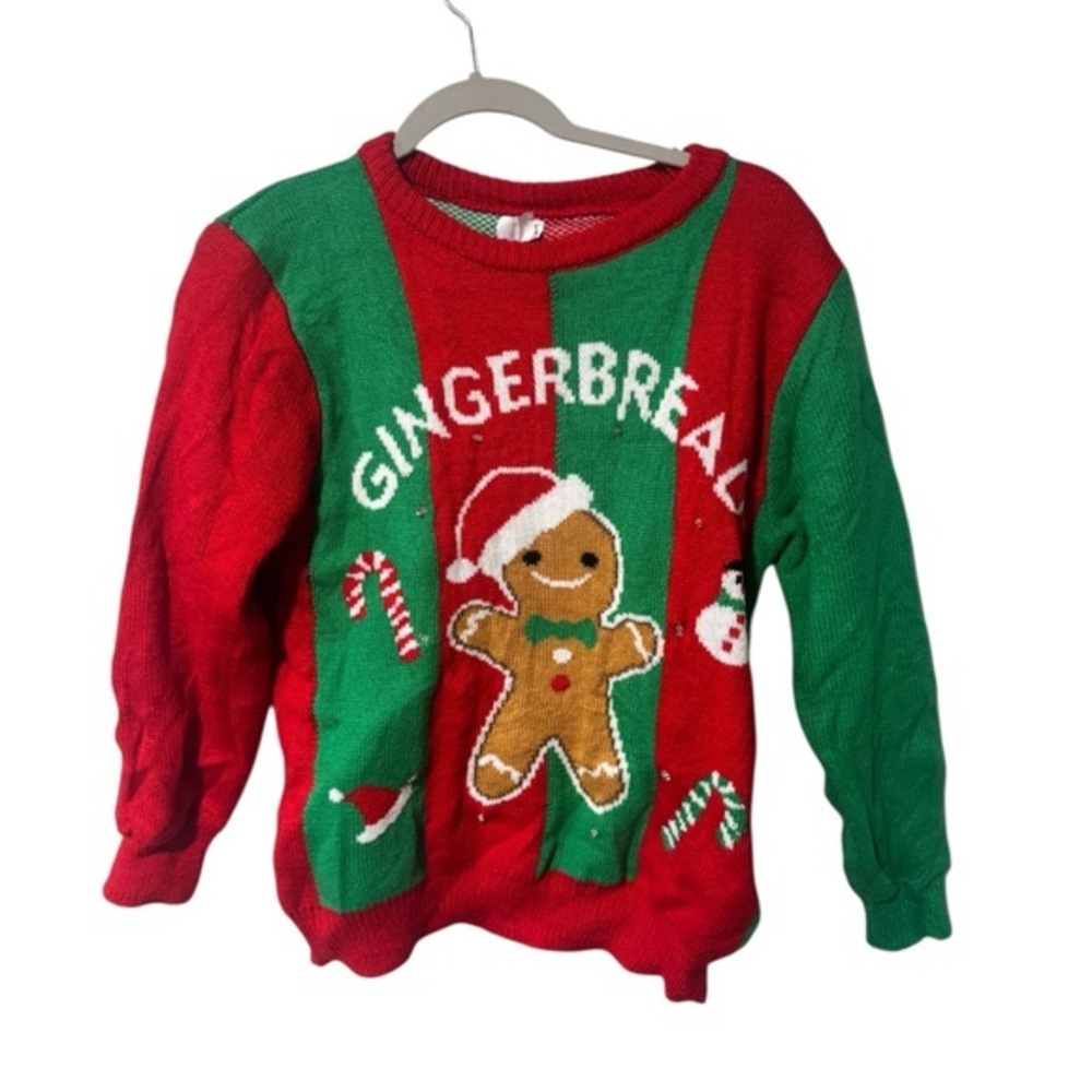 Kids Gingerbread ugly Christmas Sweater size 10-12Y